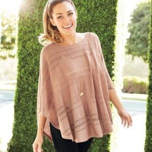 Size S/M tan/peach poncho sweater